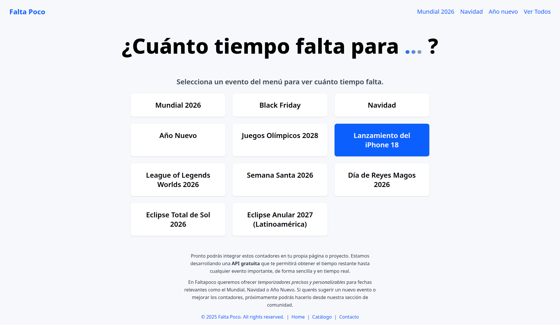 FaltaPoco - Event Countdown Website